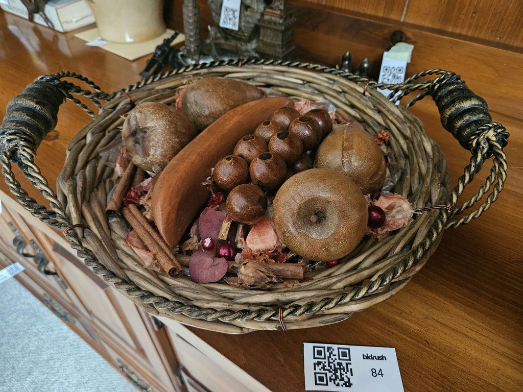 Decorative woven basket with dried botanicals and accompanying cup - image 1 of 10