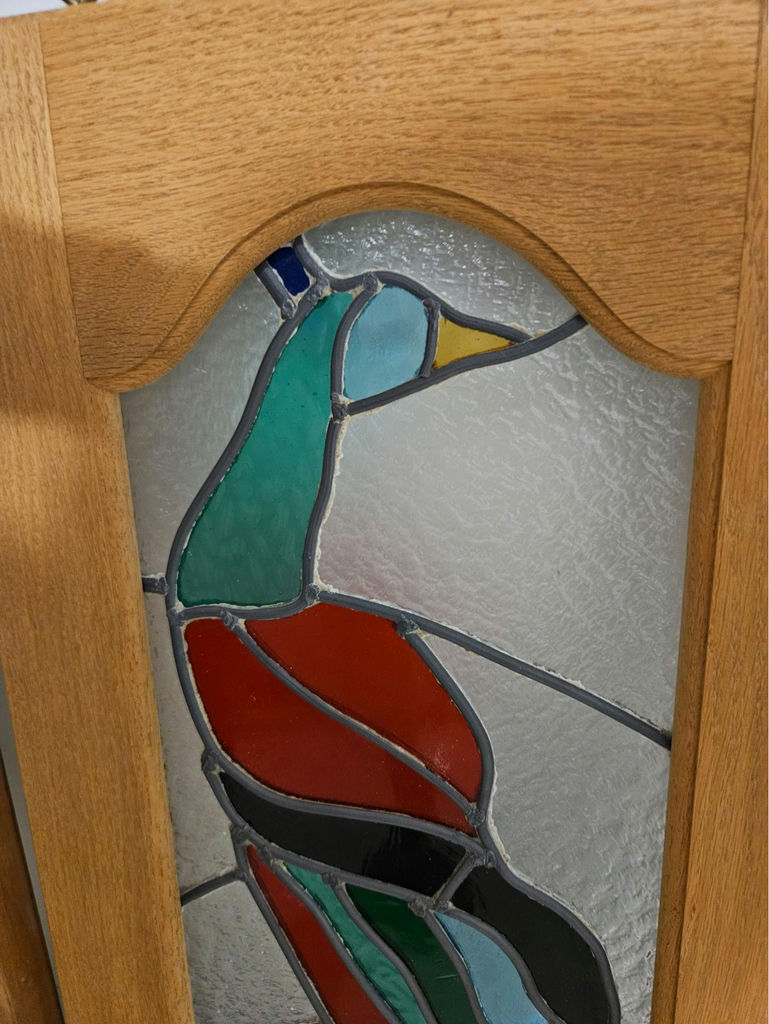Stained glass panel in wooden frame - image 2 of 4