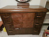 Vintage wooden dresser with round mirror - thumbnail 2 of 10