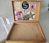 Sticker-covered wooden storage box - thumbnail 4 of 6