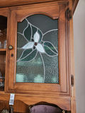 Oak wooden dining room buffet and hutch with hand crafted stainedglass-front cabinet - thumbnail 3 of 21