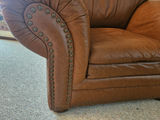 Brown leather sofa and 2 chairs with nailhead trim - thumbnail 8 of 12
