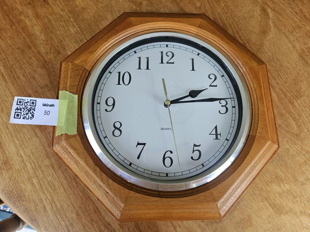 Octagonal wooden wall clock with quartz movement - image 1 of 4