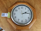 Octagonal wooden wall clock with quartz movement - thumbnail 1 of 4