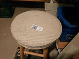 Wooden stool with round woven seat - thumbnail 2 of 4