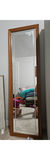 Wood-framed full-length mirror with frosted floral corners - thumbnail 1 of 3