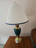 Brass and Green Glass Table Lamps - thumbnail 1 of 9