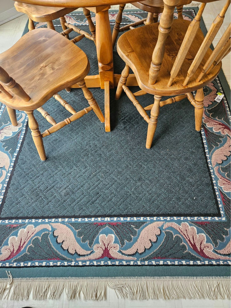 Decorative blue/teal border rug ~ 63" X 93" - image 7 of 7
