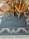 Decorative blue/teal border rug ~ 63" X 93" - thumbnail 7 of 7