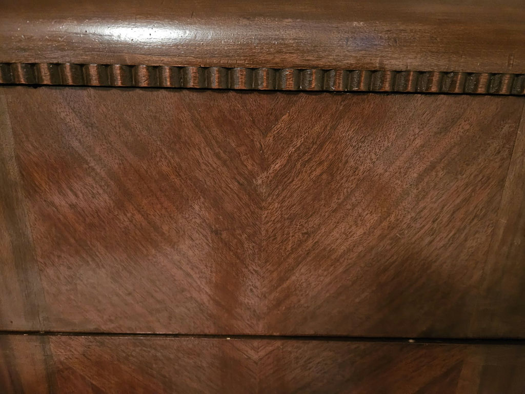 Vintage wooden tall dresser with multiple drawers - image 3 of 12