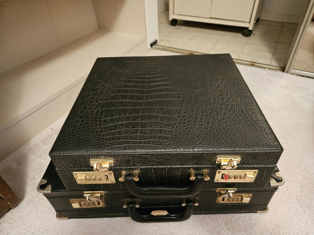 Two Black Crocodile-Textured Lockable Briefcase Set - image 1 of 9