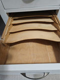 Painted white desk with drawers and mixed office/craft supplies - thumbnail 10 of 12