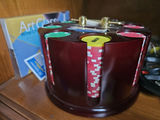 Vintage poker set with chips, playing cards, dealer button, dictionary, and wine charms - thumbnail 2 of 6
