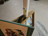 Framed artworks: Native American headdress textile, lantern rope scene, blue-town scene - thumbnail 5 of 5