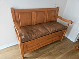 Wooden storage bench with leather cushion - thumbnail 2 of 12