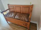 Wooden storage bench with leather cushion - thumbnail 1 of 12
