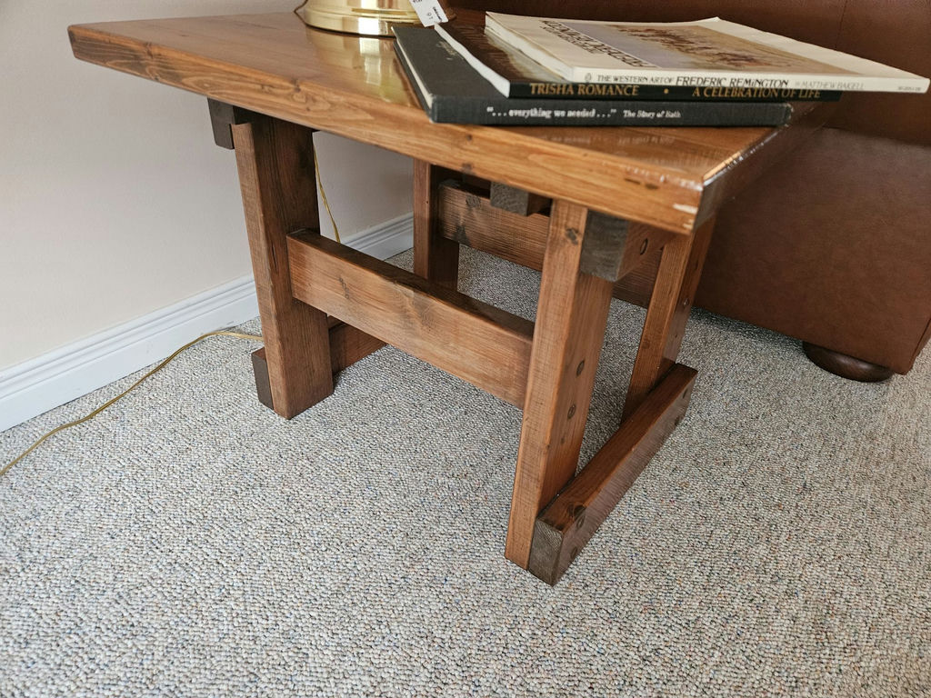 Rustic solid wood coffee table and 2 matching end tables - image 6 of 9