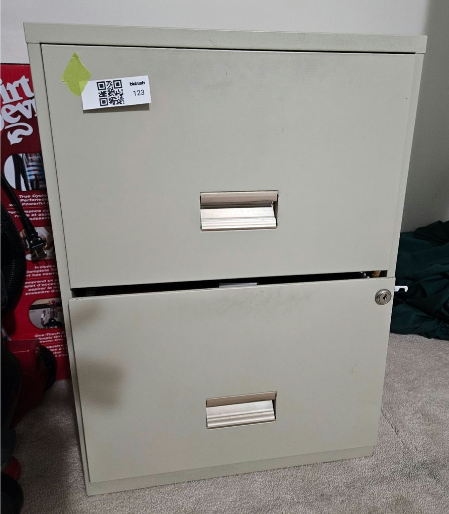 Two-drawer metal filing cabinet with hanging folders - image 1 of 8