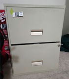 Two-drawer metal filing cabinet with hanging folders - thumbnail 1 of 8