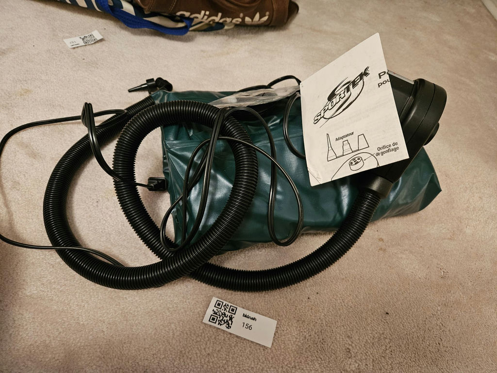 SportTek electric inflator/deflator pump with hoses and adapters and inflatable bed (unknown size) - image 1 of 9