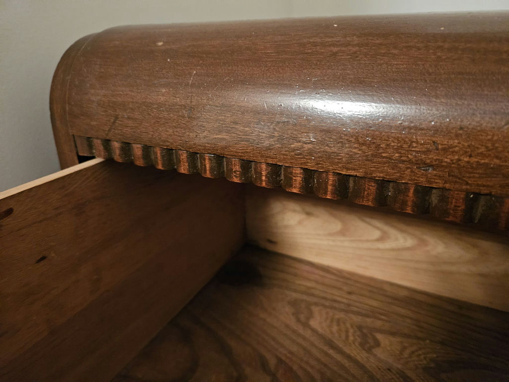 Vintage wooden tall dresser with multiple drawers - image 11 of 12