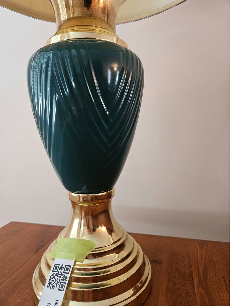 Brass and Green Glass Table Lamps - image 2 of 9