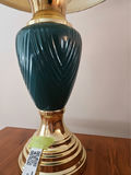 Brass and Green Glass Table Lamps - thumbnail 2 of 9