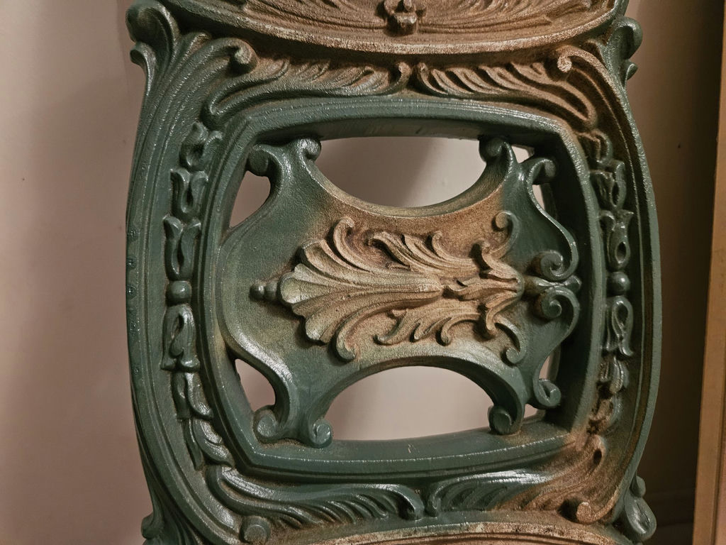 Three-section ornate green cast-iron look wall panel - image 3 of 5
