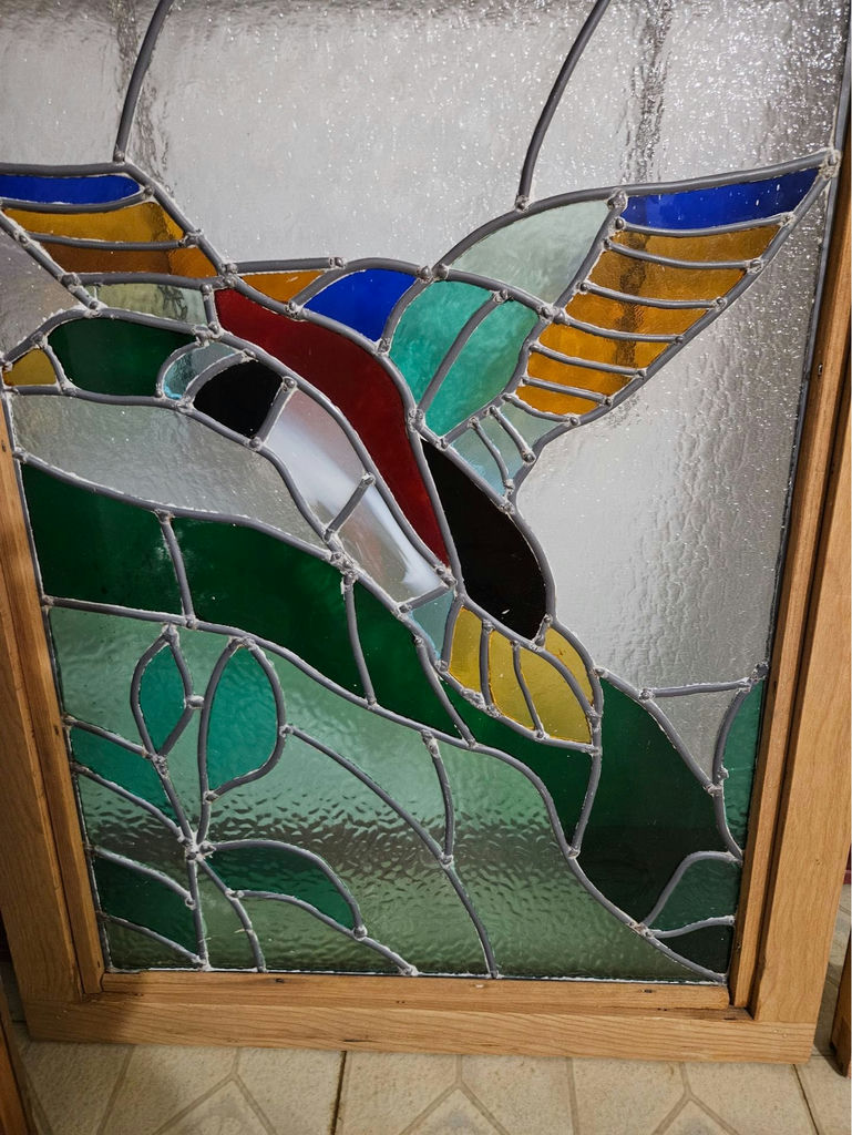 Stained glass hummingbird panel - image 1 of 3