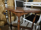 Assorted furniture pieces: white glass-top display tables, a console table, and a wooden dresser - thumbnail 6 of 16