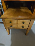 Assorted furniture pieces: white glass-top display tables, a console table, and a wooden dresser - thumbnail 9 of 16