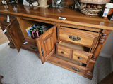 Oak wooden dining room buffet and hutch with hand crafted stainedglass-front cabinet - thumbnail 9 of 21