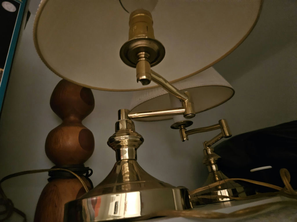 Brass table lamps with vintage boxed items - image 8 of 8
