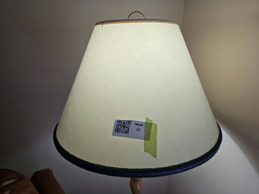Wooden floor lamp with cream fabric shade - image 7 of 7