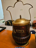 Decorative ceramic floral bowl, brass-lidded container, and rock-filled ceramic planter - thumbnail 3 of 4