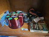 Vintage poker set with chips, playing cards, dealer button, dictionary, and wine charms - thumbnail 1 of 6