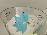Decorative glass bowl with blue floral design - thumbnail 3 of 3