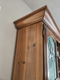 Oak wooden dining room buffet and hutch with hand crafted stainedglass-front cabinet - thumbnail 20 of 21