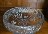 Crystal cut-glass compote with lid on pedestal feet - thumbnail 3 of 5
