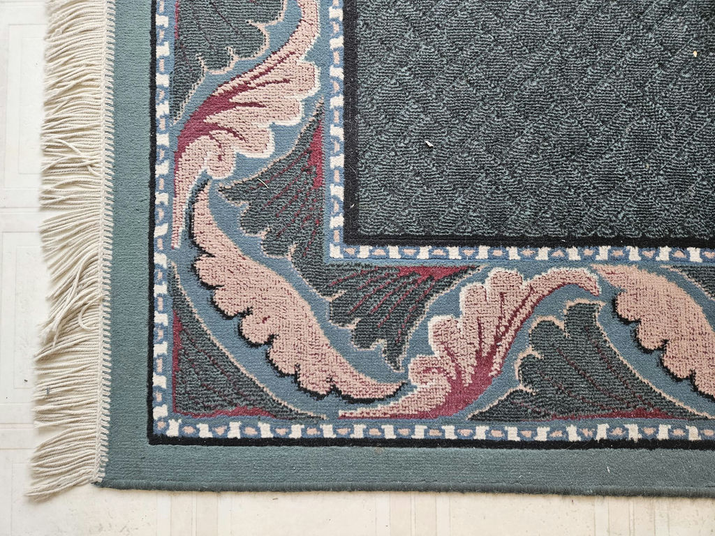 Decorative blue/teal border rug ~ 63" X 93" - image 2 of 7