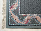 Decorative blue/teal border rug ~ 63" X 93" - thumbnail 2 of 7