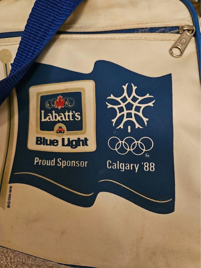 Brown leather Adidas duffel bag and Labatt's Blue Light promotional tote - image 3 of 6