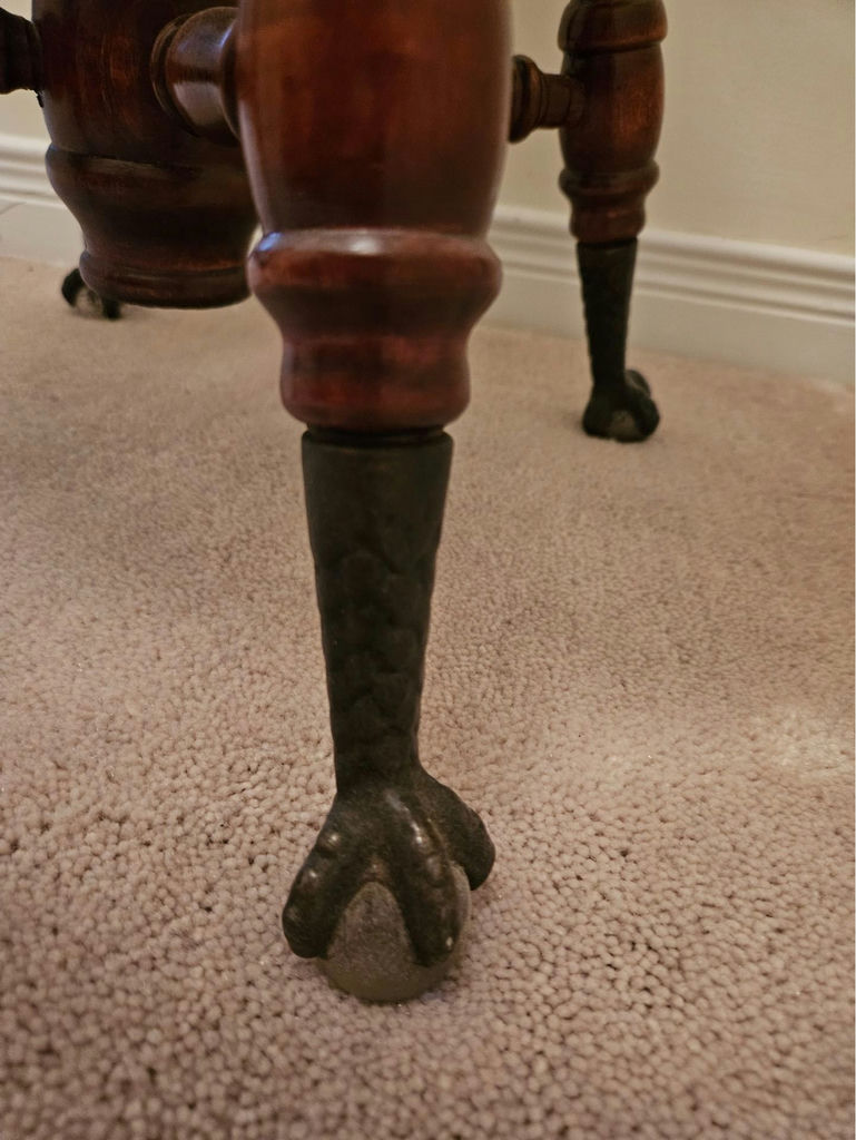 Round-top antique piano stool with castered legs - image 5 of 6