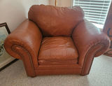Brown leather sofa and 2 chairs with nailhead trim - thumbnail 10 of 12