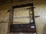 Dark wooden rack with rod display and golf ball bucket - thumbnail 1 of 8