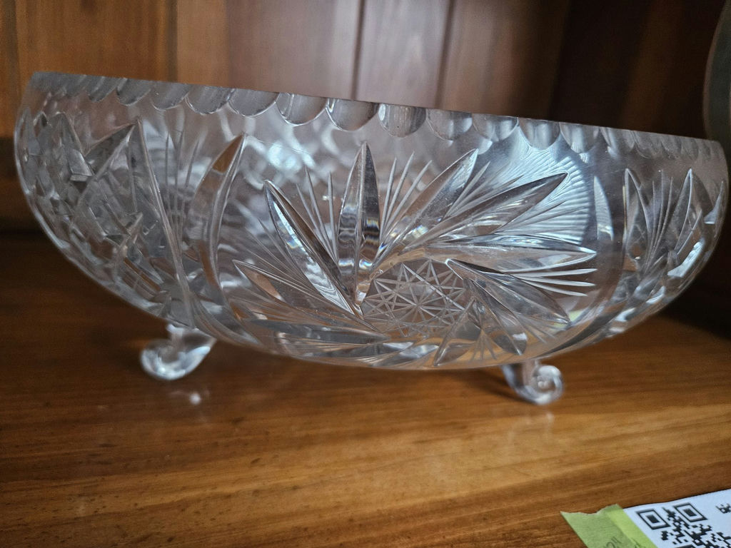Crystal cut-glass compote with lid on pedestal feet - image 2 of 5