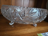 Crystal cut-glass compote with lid on pedestal feet - thumbnail 2 of 5