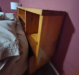 Wooden platform bed with built-in storage and headboard shelves - thumbnail 7 of 11