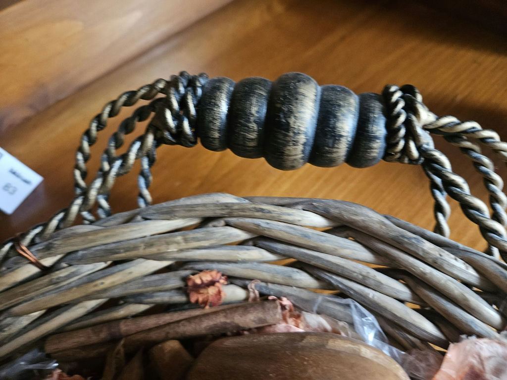 Decorative woven basket with dried botanicals and accompanying cup - image 2 of 10