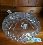 Crystal cut-glass compote with lid on pedestal feet - thumbnail 5 of 5
